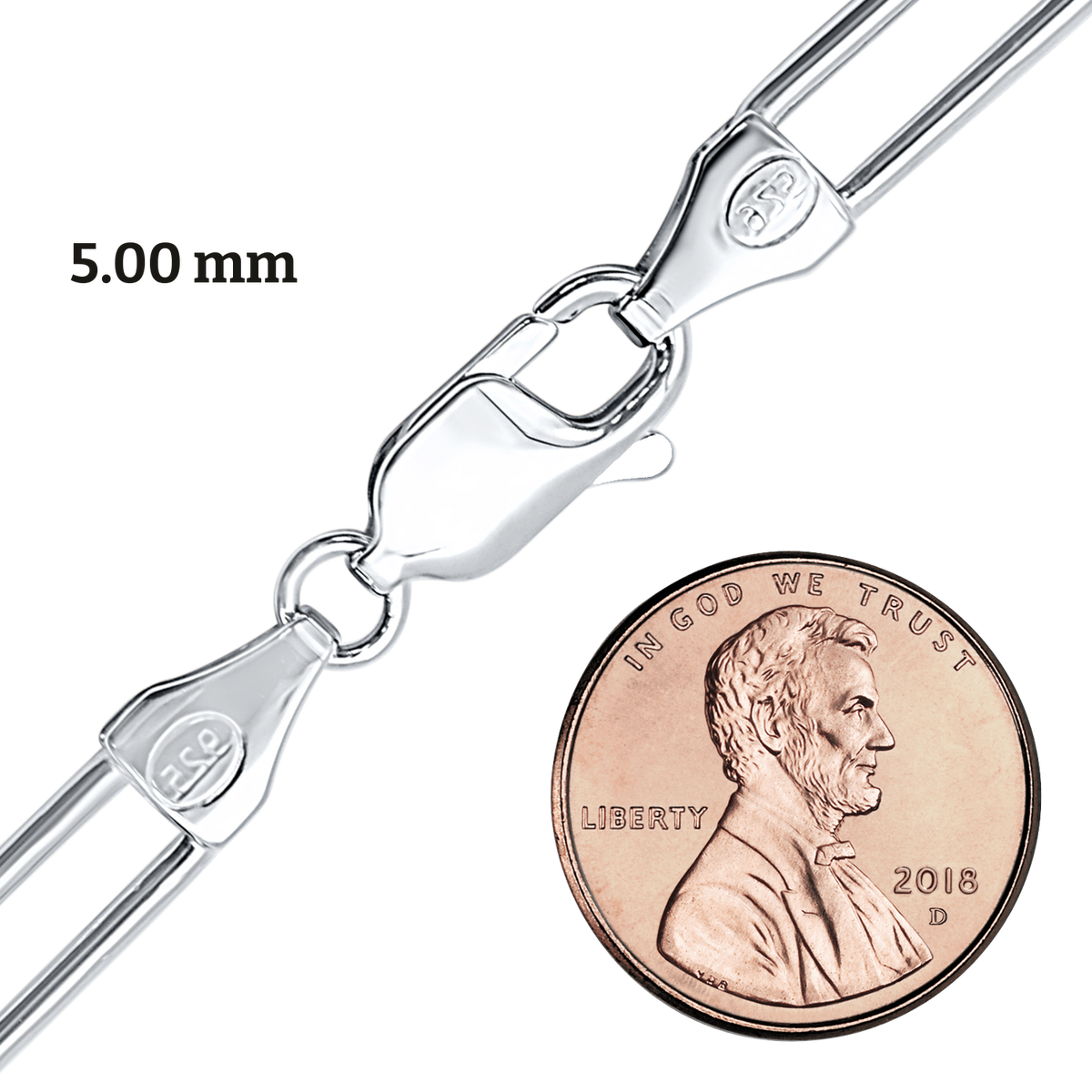 Runde Büroklammer-Kabelkette aus Sterlingsilber