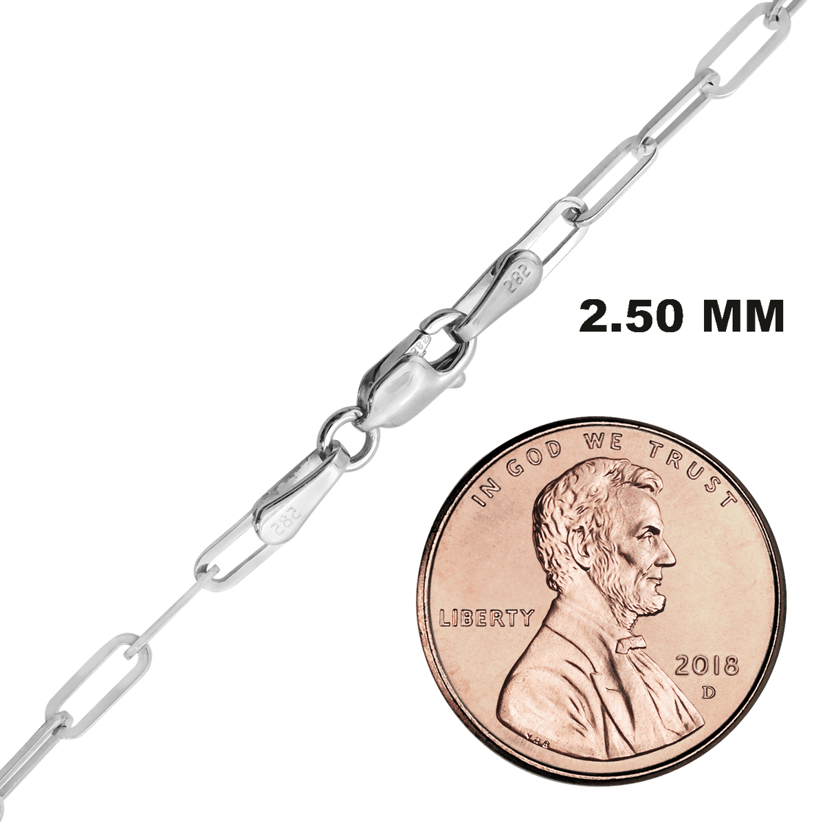 Paperclip Cable Anklet in Sterling Silver