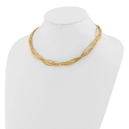 Mesh 4-Strand Wave Necklace in 14K yellow gold