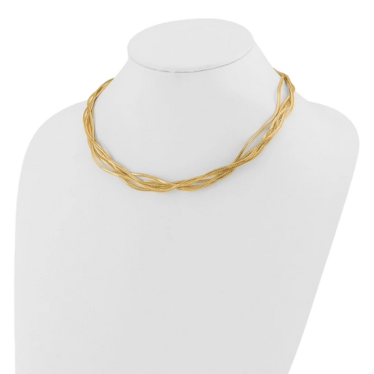 Mesh 4-Strand Wave Necklace in 14K yellow gold