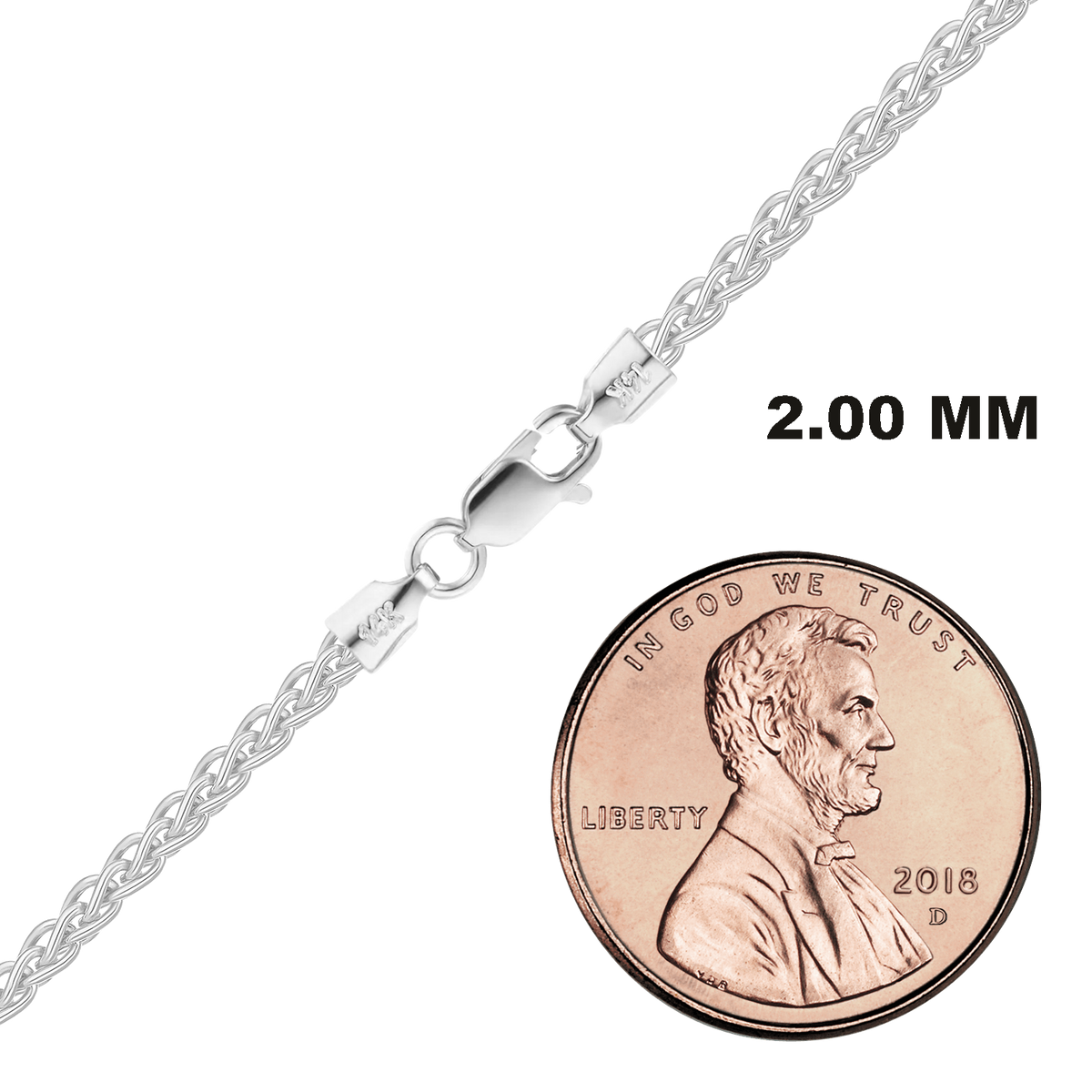 Wheat Necklace 14K White Gold