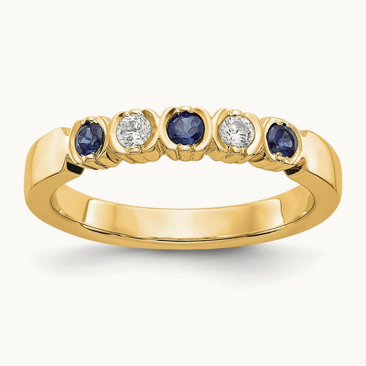 Diamond with Sapphire Band — 14K Yellow Gold, 7
