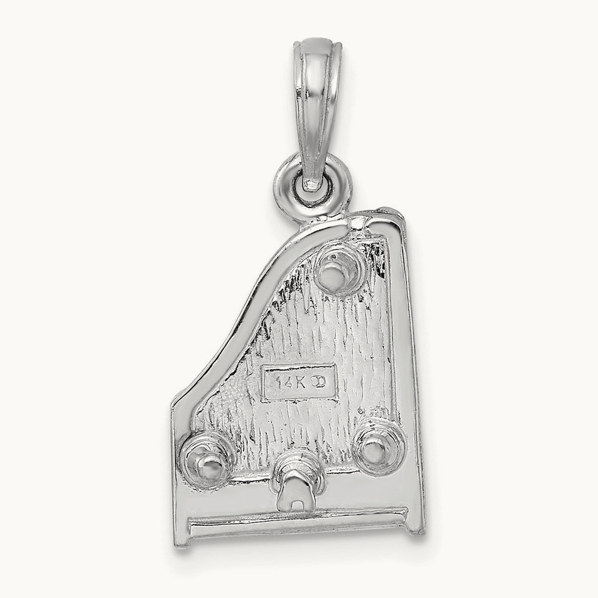 3-D Top Opens Grand Piano Charm — 14K White Gold