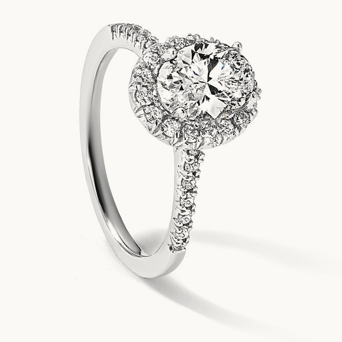 Oval Halo Engagement Ring, 0.25-2.50 ct tw Lab-Grown Diamond — 2 1/2 ct, VS/SI (Great) · Certified, 14K White Gold
