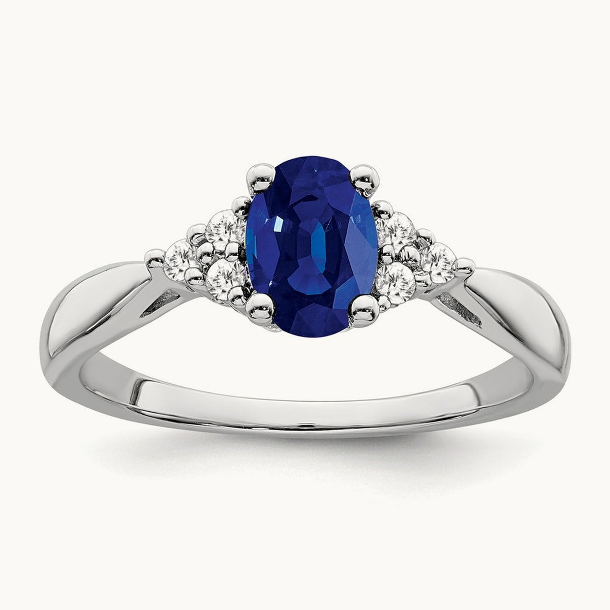 Created Sapphire and Diamond Ring, 14K White Gold