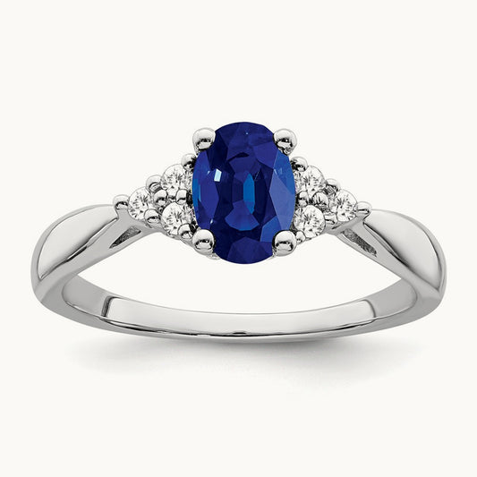 Created Sapphire and Diamond Ring, 14K White Gold