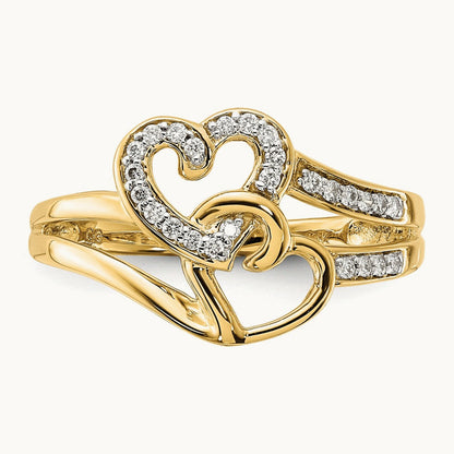 Diamond Hearts Ring — 14K Yellow Gold, 6
