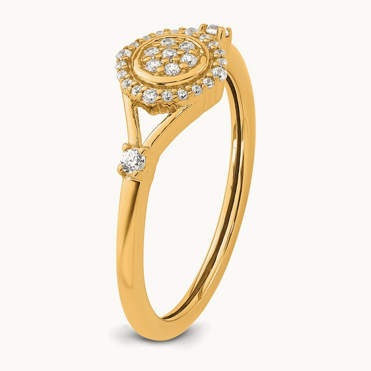 Complete Diamond Round Cluster Halo Engagement Ring, 3.3mm thick — 14K Yellow Gold