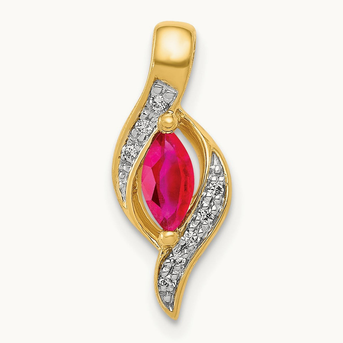 Diamond and Marquise .25 Ruby Pendant, 14K