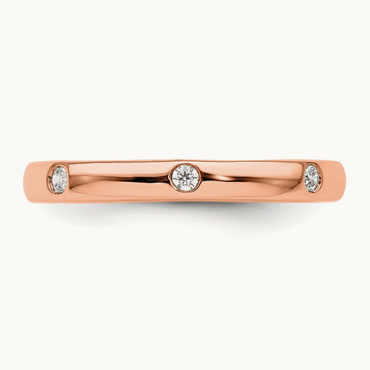 Polished Bezel Set Diamond Eternity Band — 14K Rose Gold