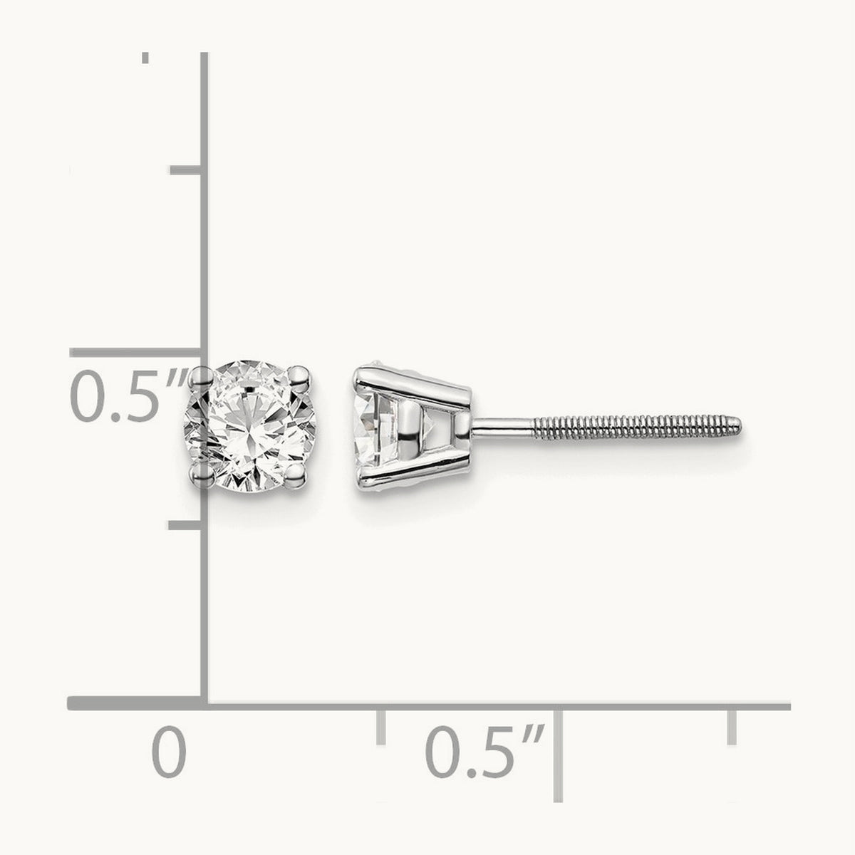 Round Diamond Stud Earrings — 14K White Gold, 0.74 ct tw