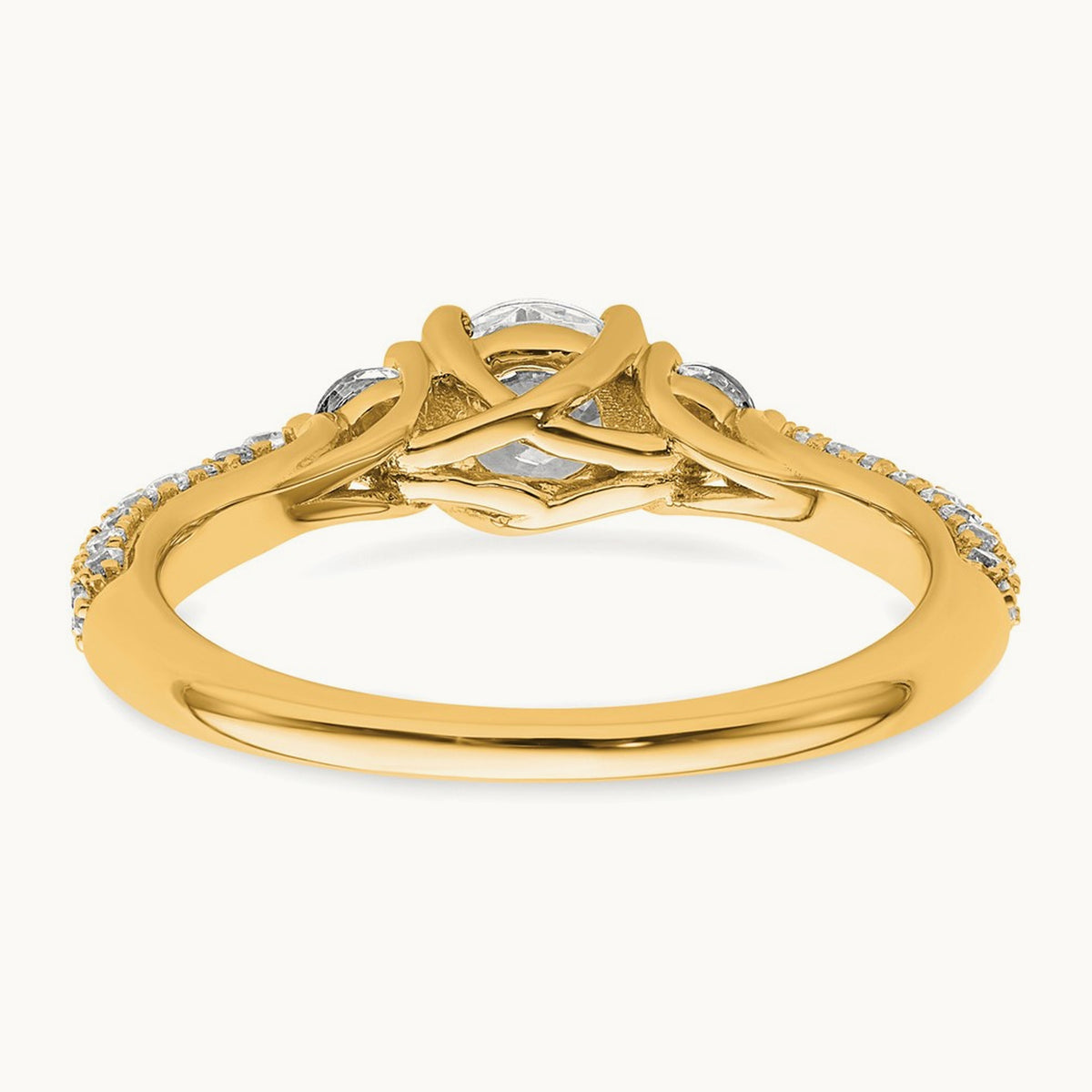 Round 3 Stone Engagement Ring, 0.50-3.75 ct tw Lab-Grown Diamond — 1/2 ct, VS (Best), 14K Yellow Gold