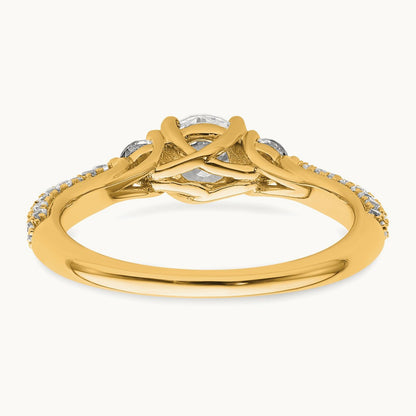 Round 3 Stone Engagement Ring, 0.50-3.75 ct tw Lab-Grown Diamond — 1/2 ct, VS (Best), 14K Yellow Gold