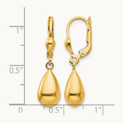 Polished Fancy Dangle Leverback Earrings, 14K