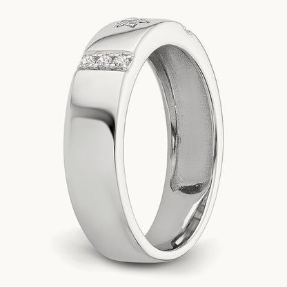 Star of David Diamond Womens Complete Wedding Band, 14K White Gold