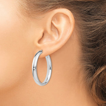 Rhodium-plated Half Round Tube Earrings — 5mm