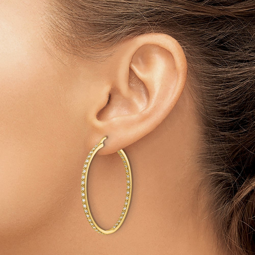 In/Out Hoop Earrings, 0.50-0.75 ct tw Lab-Grown Diamond — 7/8 ct, 14K Yellow Gold