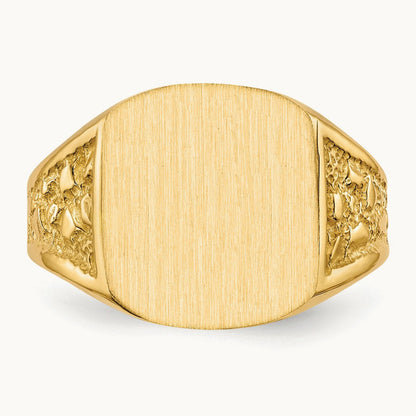 14.0x12. Closed Back Mens Signet Ring, 5mm, 14K