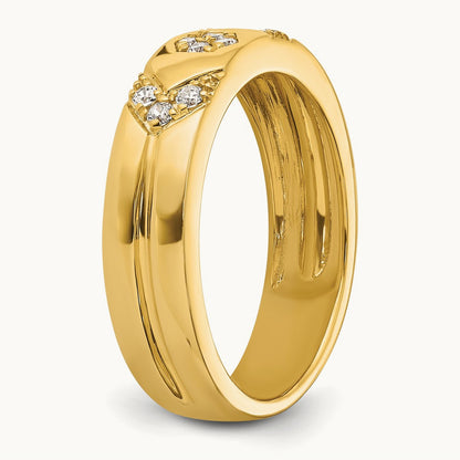 Hexagon Diamond Womens Complete Wedding Band, 14K