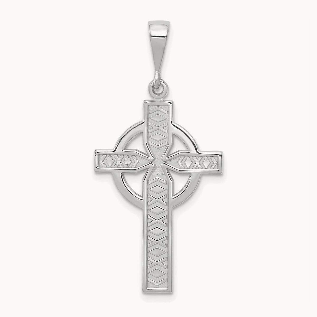 Celtic Cross Charm — 14K White Gold, 38mm