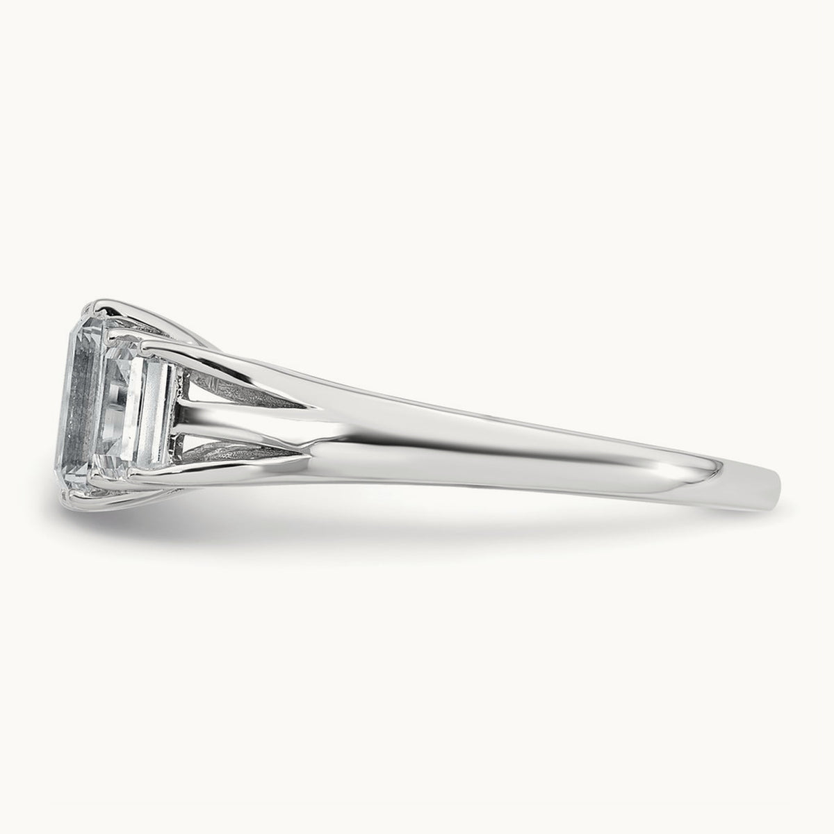 Emerald 3 Stone Engagement Ring, 1.50-3.25 ct tw Lab-Grown Diamond — 1 5/8 ct, 14K White Gold