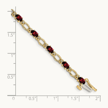 Diamond and Garnet Bracelet — 14K Yellow Gold