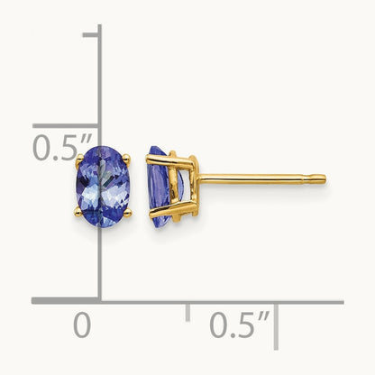 Tanzanite Post Earrings, 14K