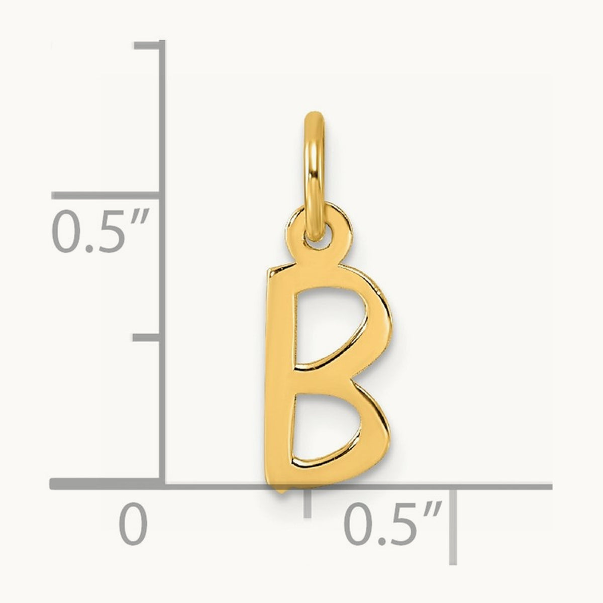 Small Slanted Block Initial Charm — 14K Yellow Gold, B