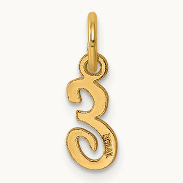 Small Script Letter E Initial Charm, 14K