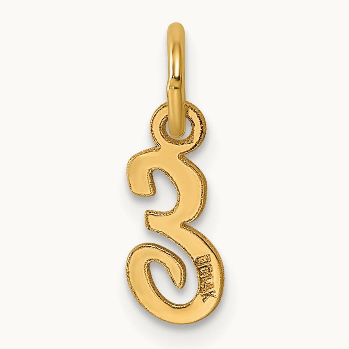 Small Script Letter E Initial Charm, 14K