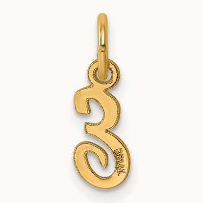 Small Script Letter E Initial Charm, 14K