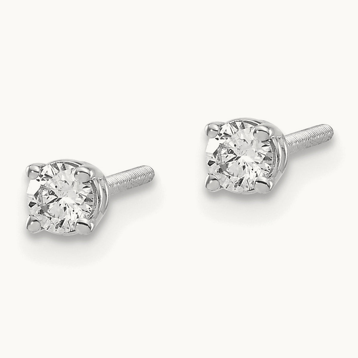 Round Diamond Stud Earrings — 14K White Gold, 0.21 ct tw