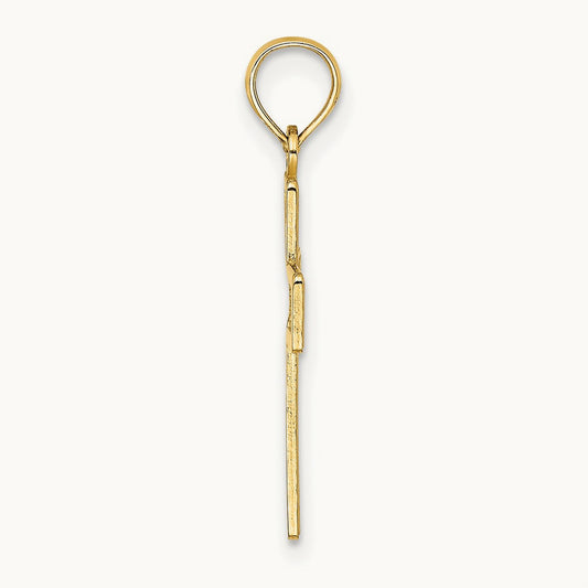 Textured Lace Center Cross Charm — 14K Yellow Gold