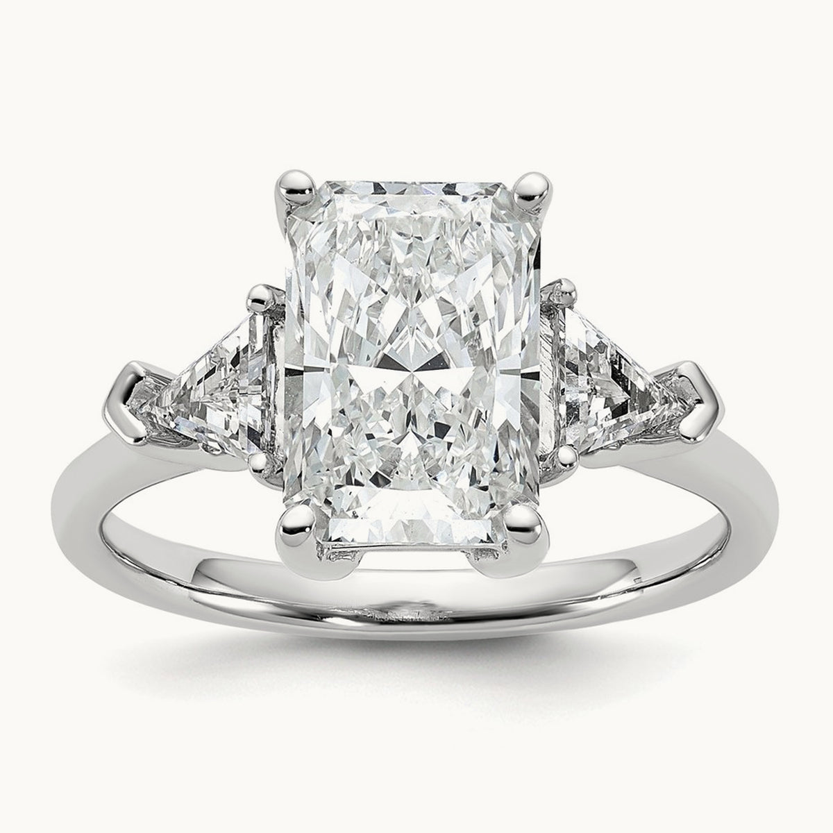 Radiant & Triangle Engagement Ring, 1.25-3.50 ct tw Lab-Grown Diamond — 3 1/8 ct, 14K White Gold