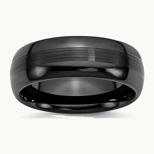 Chisel Ceramic Black 8mm Brushed and Polished Band