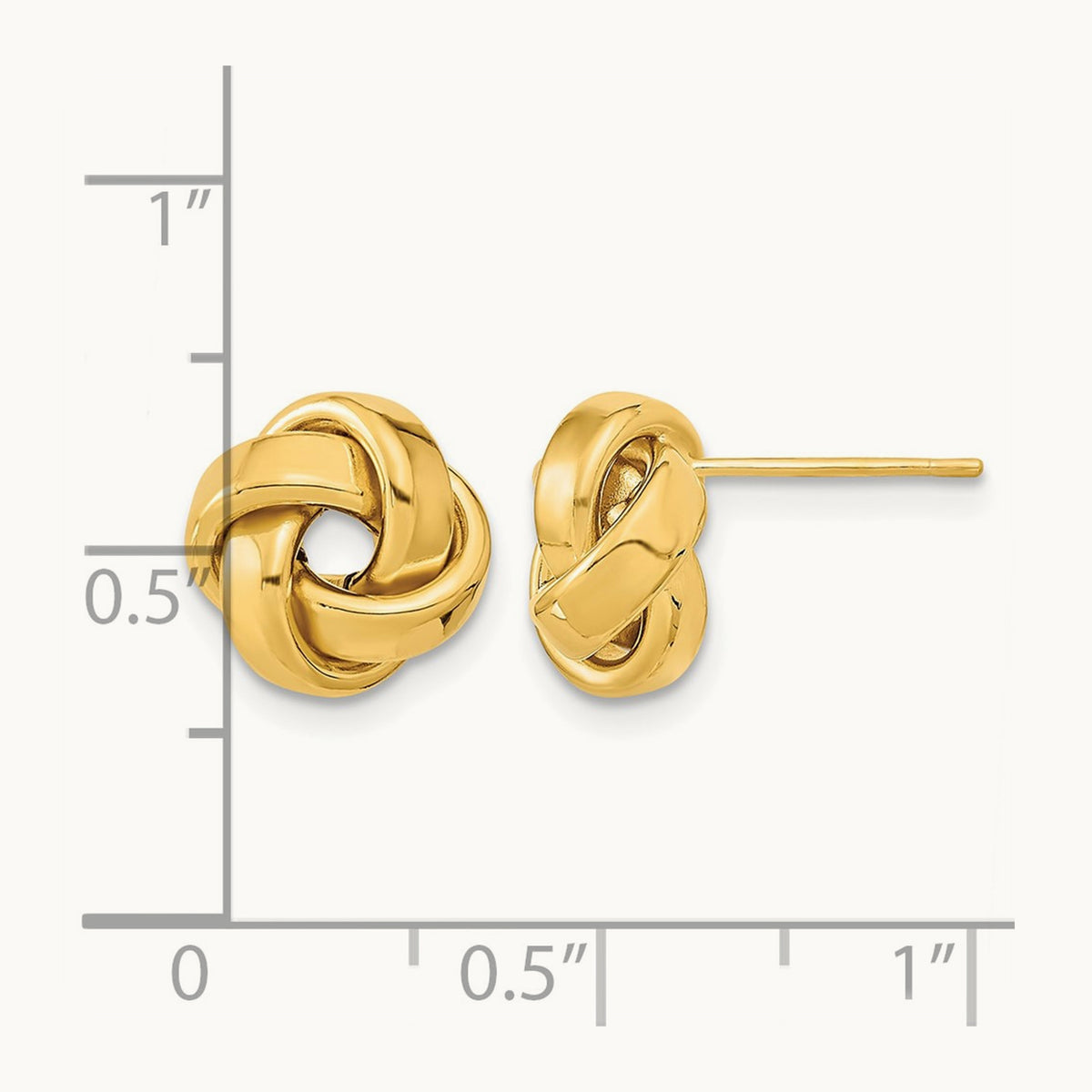 Polished Love Knot Post Earrings — 14K Yellow Gold, 9.6mm