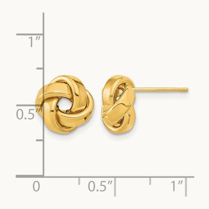 Polished Love Knot Post Earrings — 14K Yellow Gold, 9.6mm