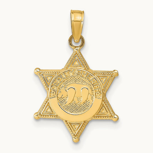 DEPUTY SHERIFF Badge with Bear Pendant, 14K