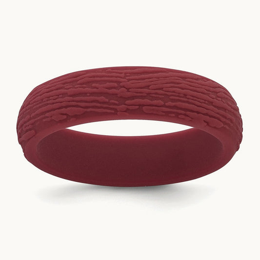 Silicone Dark Red 5.70mm Wood Grain Pattern Band