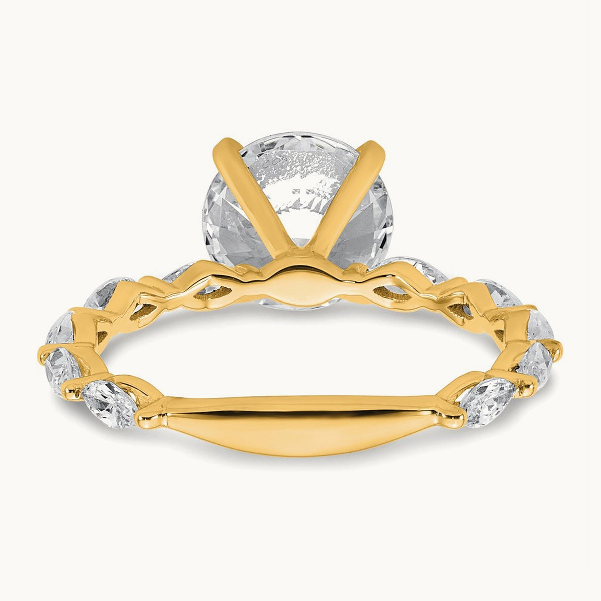 Round Semi-Mount Engagement Ring, 0.50 ct tw Lab-Grown Diamond — 14K Yellow Gold