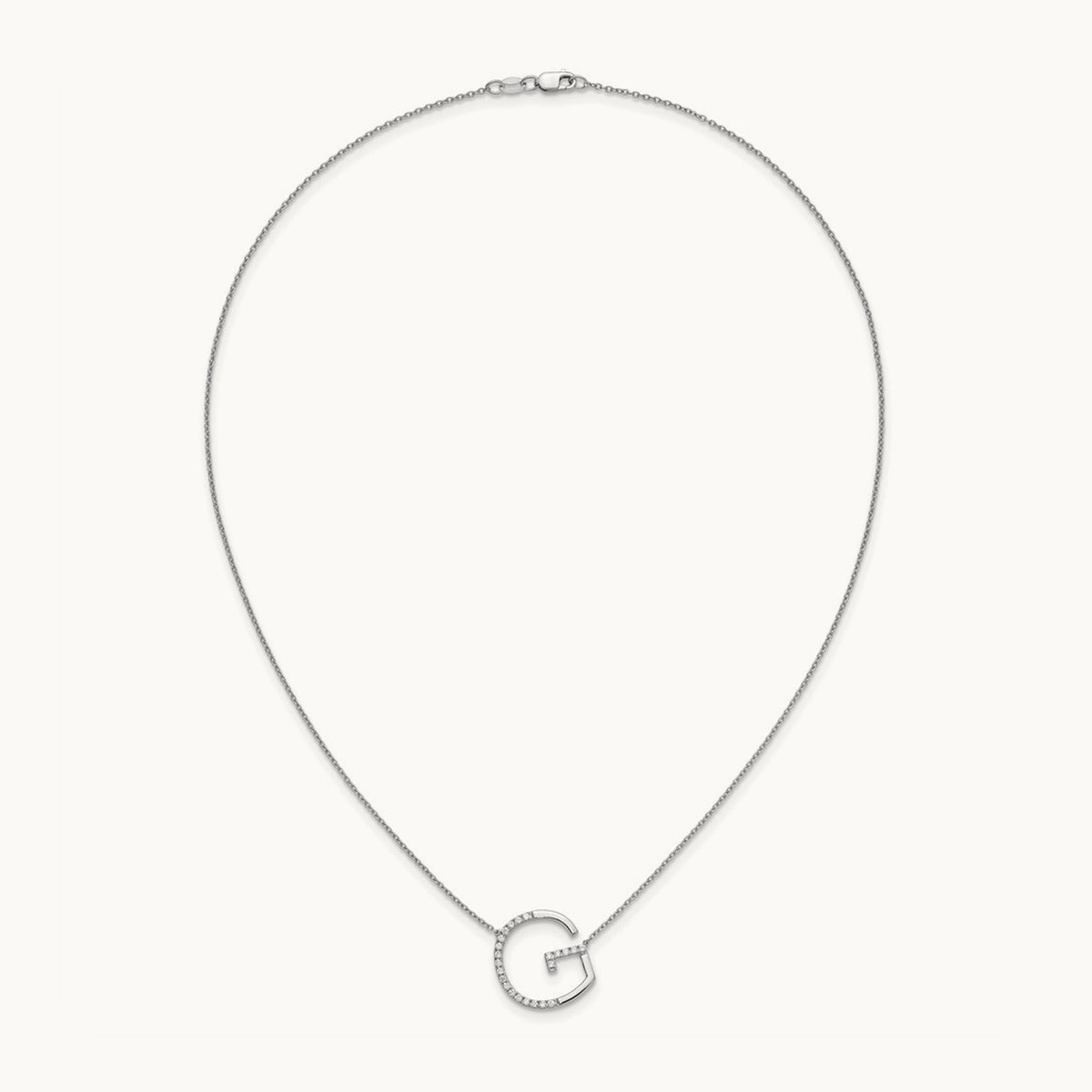 Sideways Diamond Necklace — 14K White Gold, G