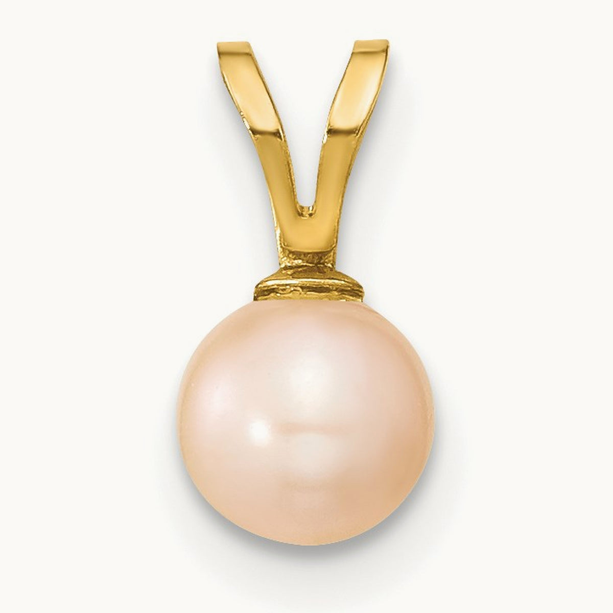 5- White Round Freshwater Cultured Pearl Pendant, 14K