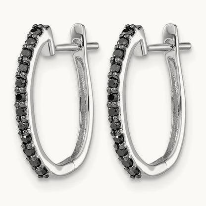 Black Diamond Hinged Hoop Earrings — photo set