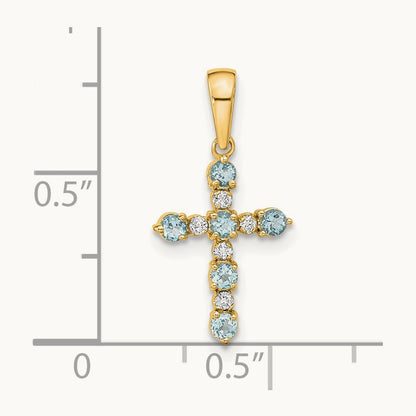 Aquamarine and Diamond Cross Pendant, 14K