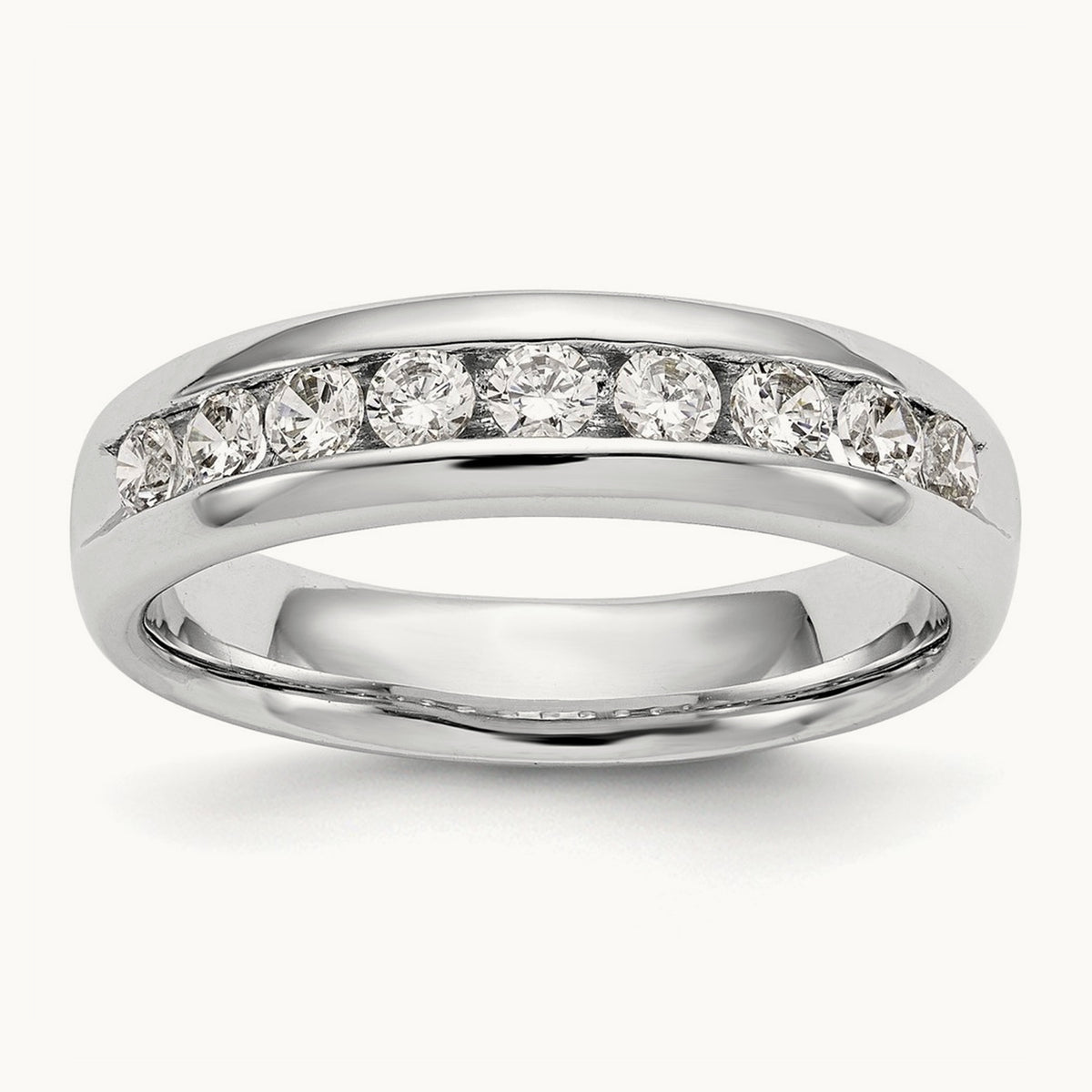 9-Stone Diamond Channel Band, 14K White Gold