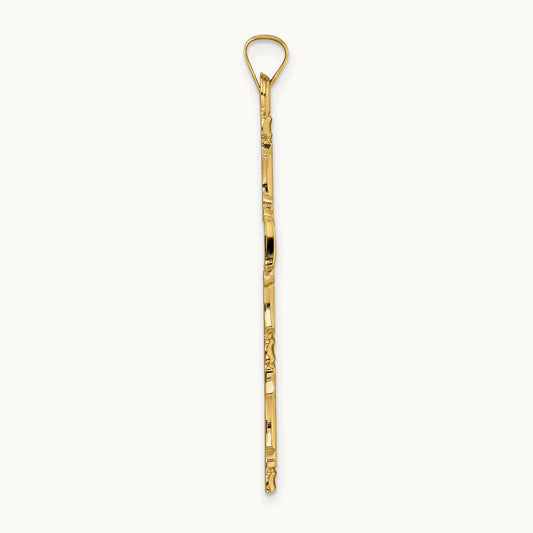 Polished Solid Fancy Design Cross Pendant — 42.7mm
