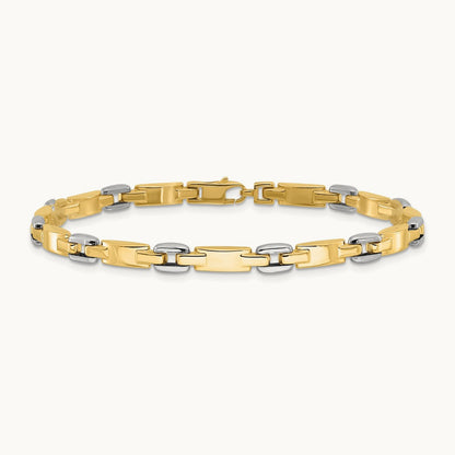Polished Fancy Link Bracelet, 14K Two-tone