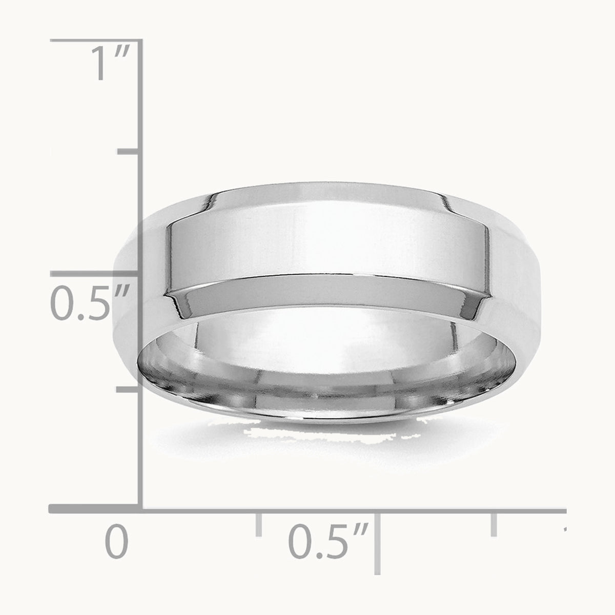 Sterling Silver Rhodium-plated 7mm Bevel Edge Band