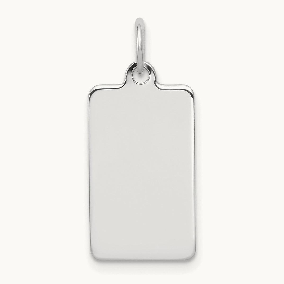 Plain .027 Gauge Rectangular Engravable Disc Charm — 14K White Gold, 25.2mm