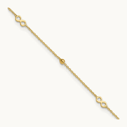 Polished Infinity 9in Plus 1in ext Anklet, 14K